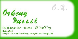 orkeny mussil business card